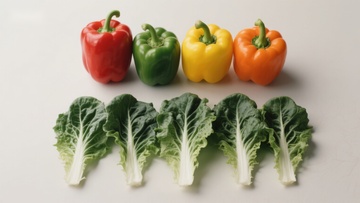 彩椒与生菜排列展示