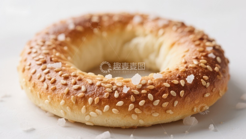 高清大图下载【趣麦麦图】新鲜出炉的芝麻面包圈