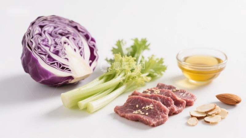 高清大图下载【趣麦麦图】食材摆拍：紫甘蓝与肉类