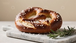 撒盐椒盐卷饼置于大理石板上