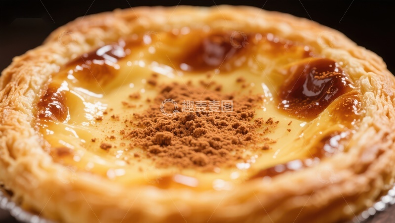 高清大图下载【趣麦麦图】-蛋挞特写：金黄酥皮与浓郁蛋奶