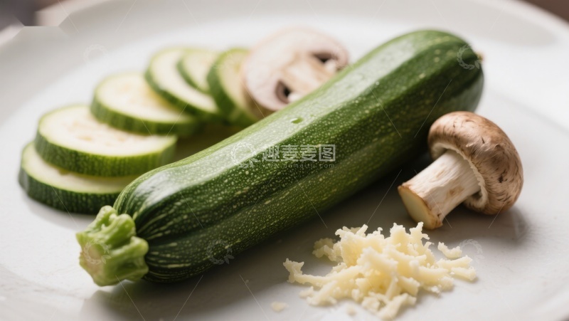 高清大图下载【趣麦麦图】西葫芦香菇与奶酪食材