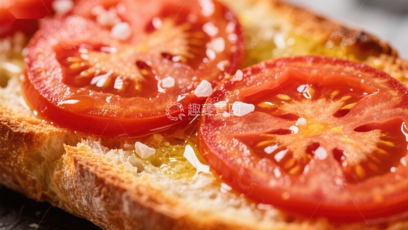 高清大图下载【趣麦麦图】新鲜番茄片配烤面包