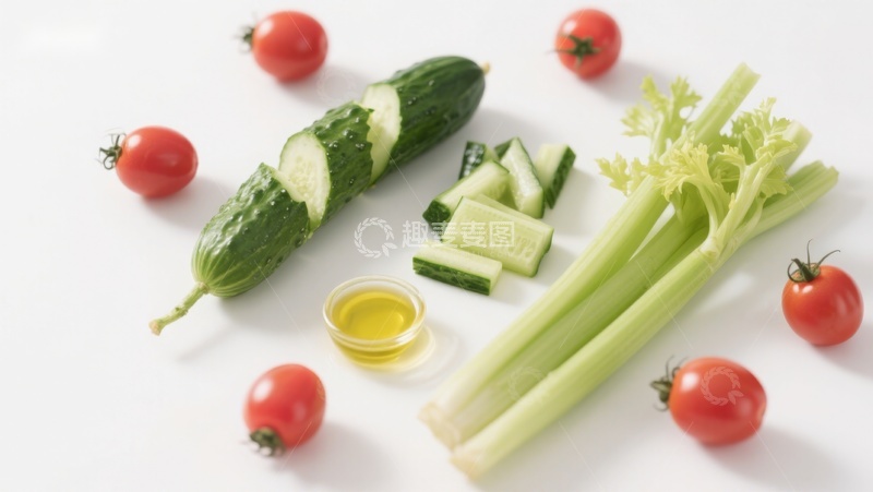 高清大图下载【趣麦麦图】新鲜蔬菜与橄榄油摆拍
