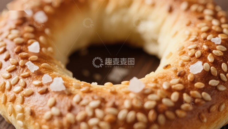 高清大图下载【趣麦麦图】芝麻面包圈特写