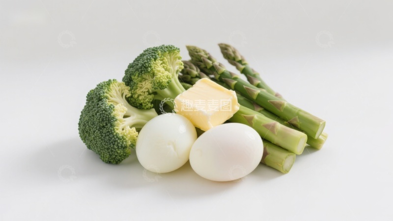 高清大图下载【趣麦麦图】新鲜蔬菜与鸡蛋奶酪组合
