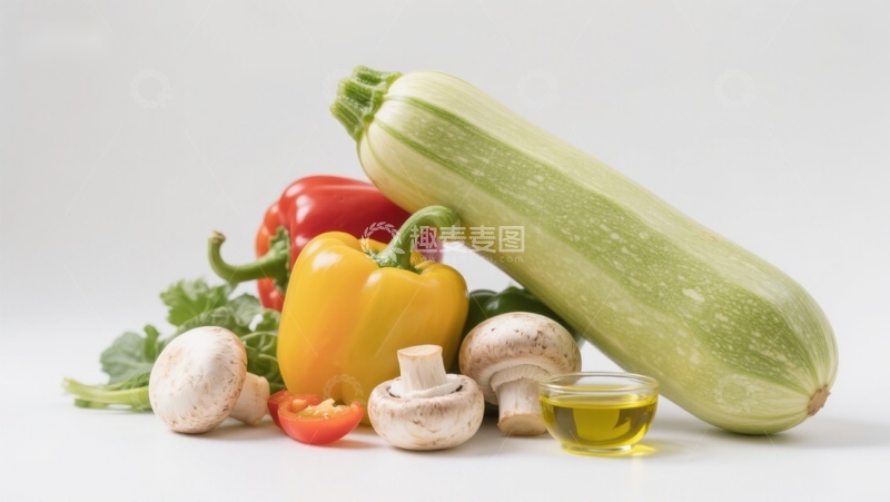 高清大图下载【趣麦麦图】新鲜蔬菜与橄榄油组合