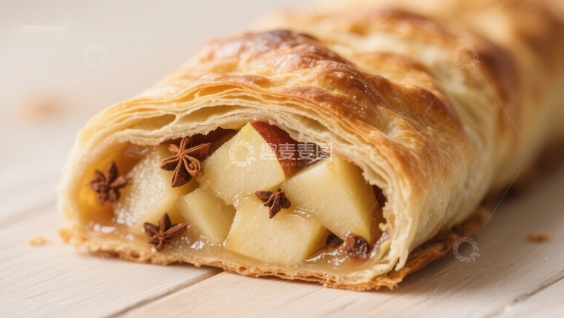 高清大图下载【趣麦麦图】酥皮苹果卷，点缀香料