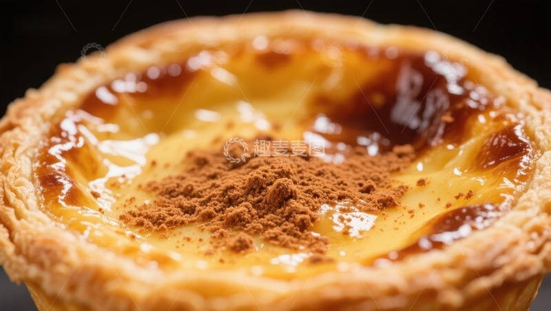 高清大图下载【趣麦麦图】蛋挞特写：浓郁奶香与酥皮的完美结合