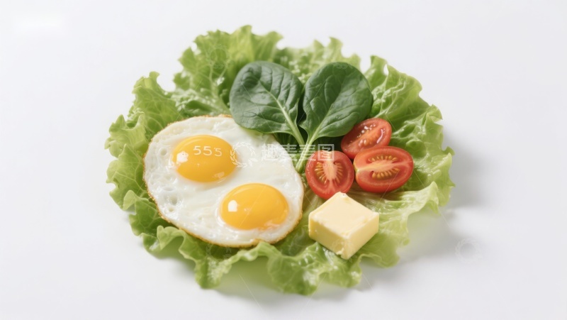 高清大图下载【趣麦麦图】煎蛋生菜番茄黄油组合