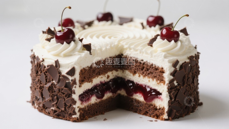 高清大图下载【趣麦麦图】黑森林蛋糕切面展示