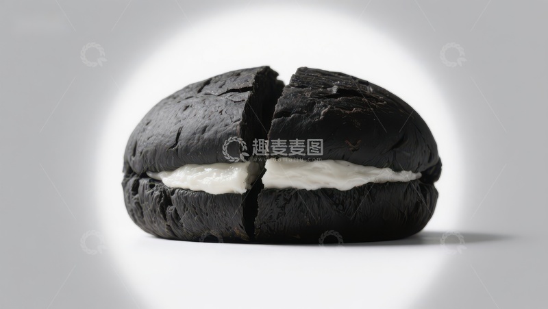 高清大图下载【趣麦麦图】黑色夹心饼干，奶油填充