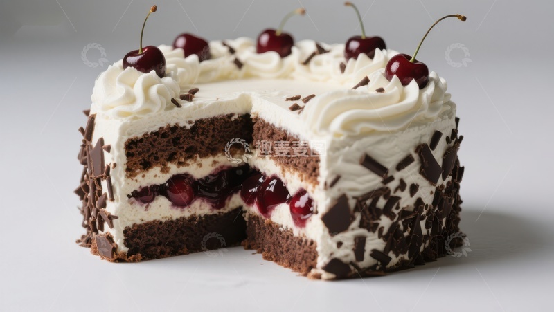 高清大图下载【趣麦麦图】黑森林蛋糕切面展示
