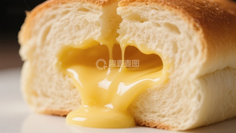 高清大图下载【趣麦麦图】芝士面包：浓郁芝士缓缓流出
