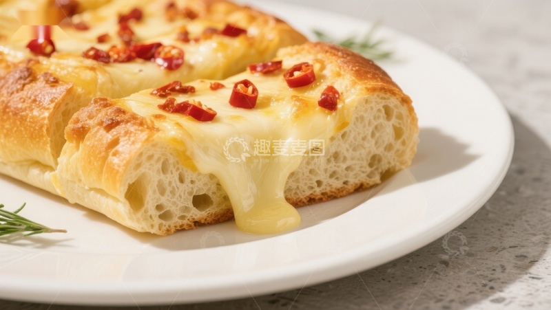高清大图下载【趣麦麦图】芝士面包配红椒片