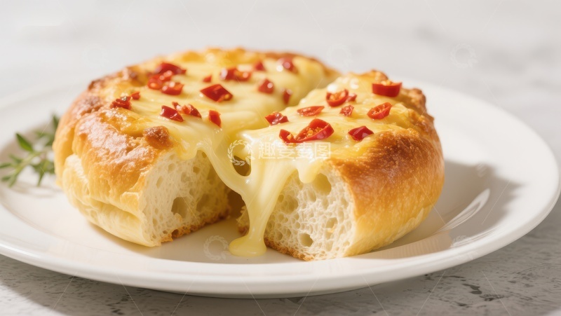 高清大图下载【趣麦麦图】芝士面包配红椒片