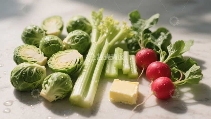 高清大图下载【趣麦麦图】新鲜蔬菜与黄油摆盘