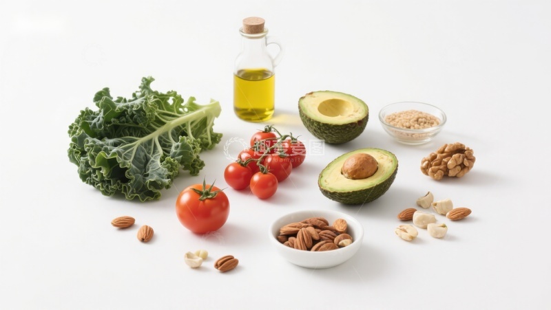 高清大图下载【趣麦麦图】新鲜蔬菜与坚果食材展示