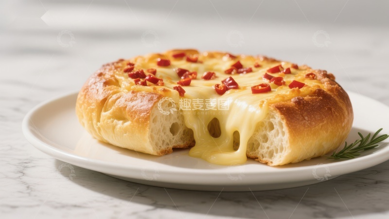 高清大图下载【趣麦麦图】芝士面包配红椒碎