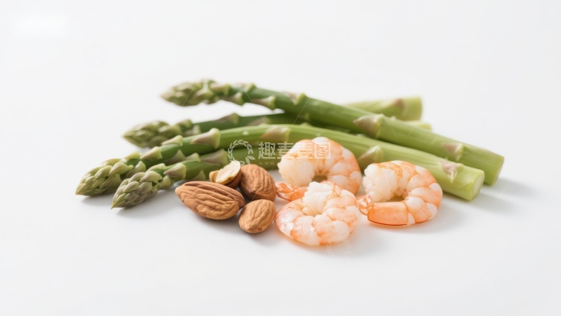 高清大图下载【趣麦麦图】芦笋虾仁与杏仁组合