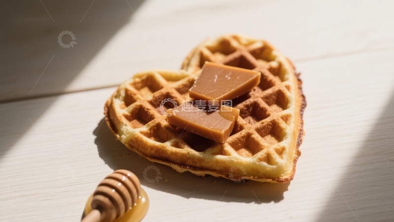 高清大图下载【趣麦麦图】心形华夫饼配巧克力块