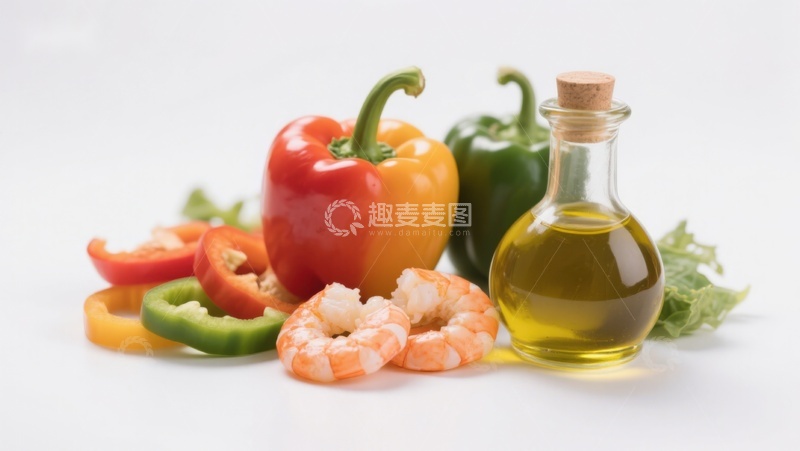 高清大图下载【趣麦麦图】新鲜食材与橄榄油摆拍