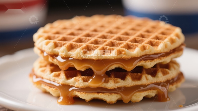高清大图下载【趣麦麦图】香脆华夫饼配浓郁糖浆