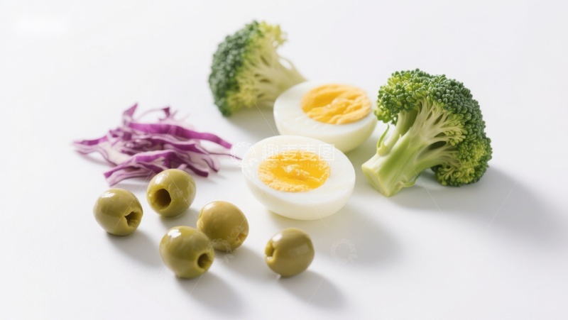 高清大图下载【趣麦麦图】蔬菜鸡蛋橄榄摆盘