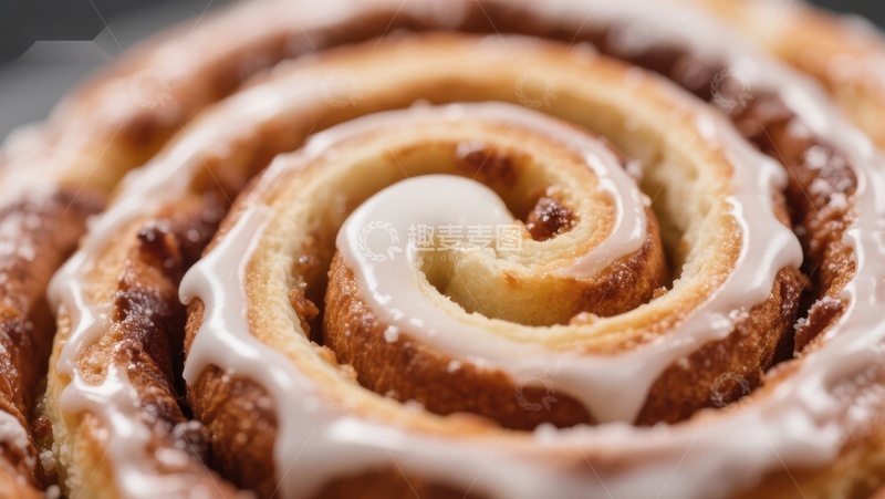 高清大图下载【趣麦麦图】特写镜头下的奶油肉桂卷
