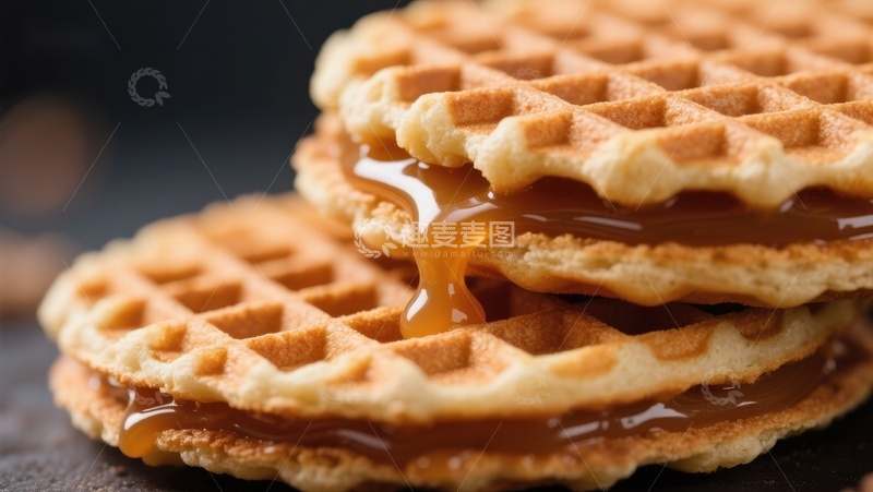 高清大图下载【趣麦麦图】热腾腾的华夫饼配浓郁糖浆
