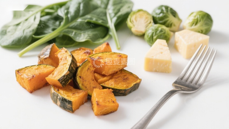 高清大图下载【趣麦麦图】烤南瓜配菠菜和奶酪