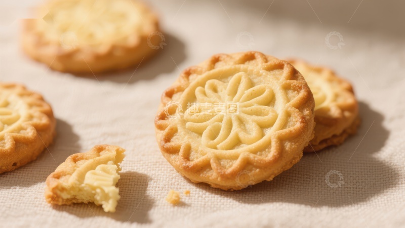高清大图下载【趣麦麦图】精致花纹饼干，金黄酥脆