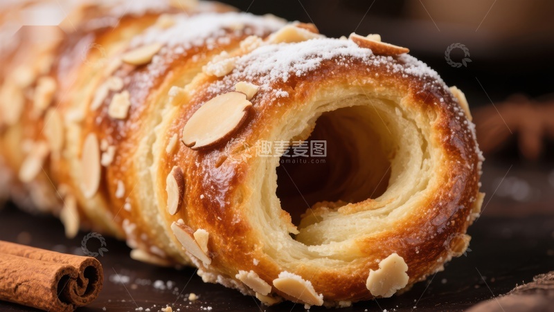高清大图下载【趣麦麦图】酥脆杏仁面包卷