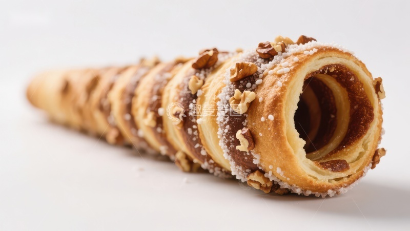高清大图下载【趣麦麦图】香脆甜筒面包，撒满坚果与糖霜