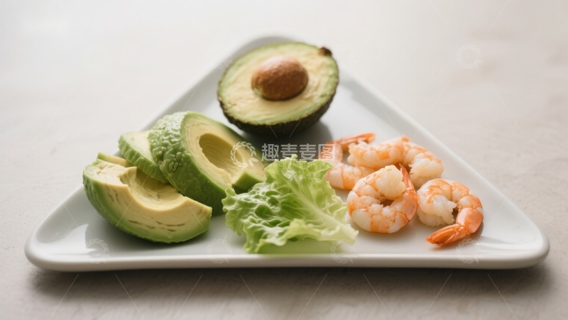 高清大图下载【趣麦麦图】牛油果虾仁沙拉食材摆盘