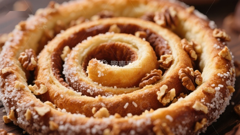 高清大图下载【趣麦麦图】螺旋状坚果甜面包