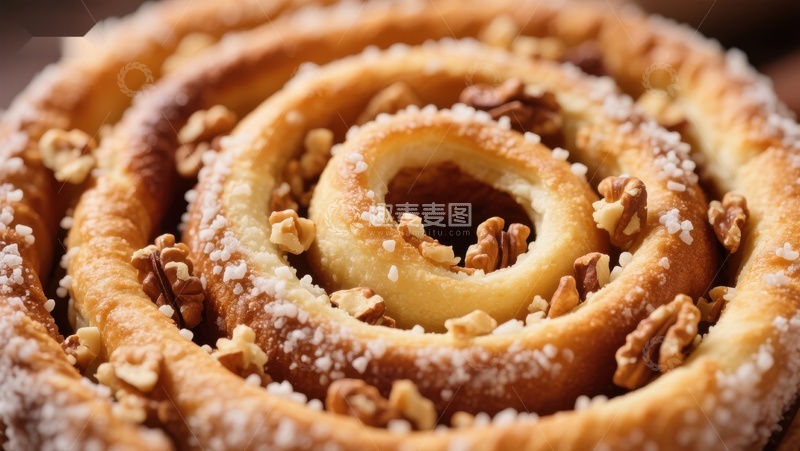 高清大图下载【趣麦麦图】螺旋状坚果甜饼特写