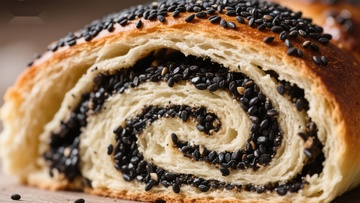 黑芝麻螺旋面包特写