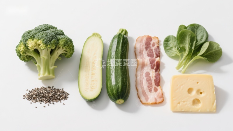 高清大图下载【趣麦麦图】新鲜蔬菜肉类奶酪食材排列
