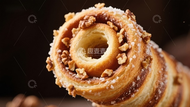 酥脆螺旋面包配核桃碎