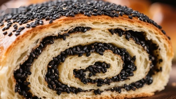 黑芝麻螺旋面包特写