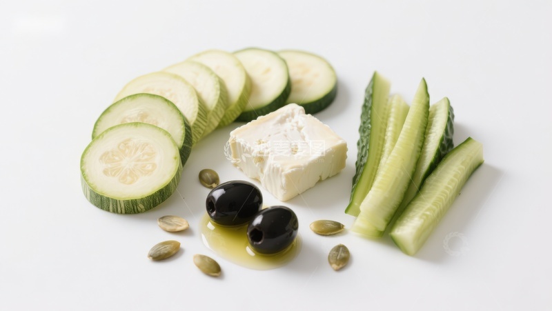 高清大图下载【趣麦麦图】切片黄瓜与奶酪橄榄组合