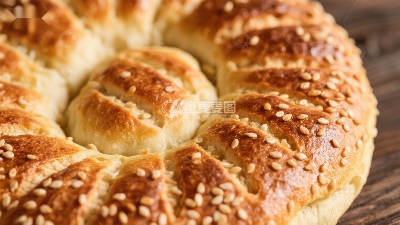 高清大图下载【趣麦麦图】金黄芝麻面包圈