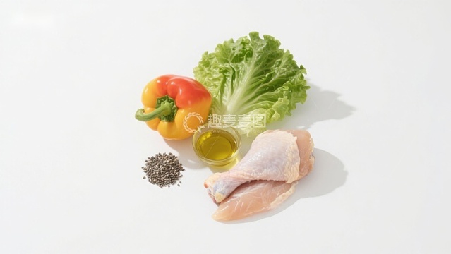 鸡腿与蔬菜食材组合