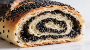 黑芝麻螺旋面包特写