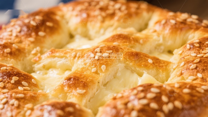 高清大图下载【趣麦麦图】金黄酥脆的芝麻面包