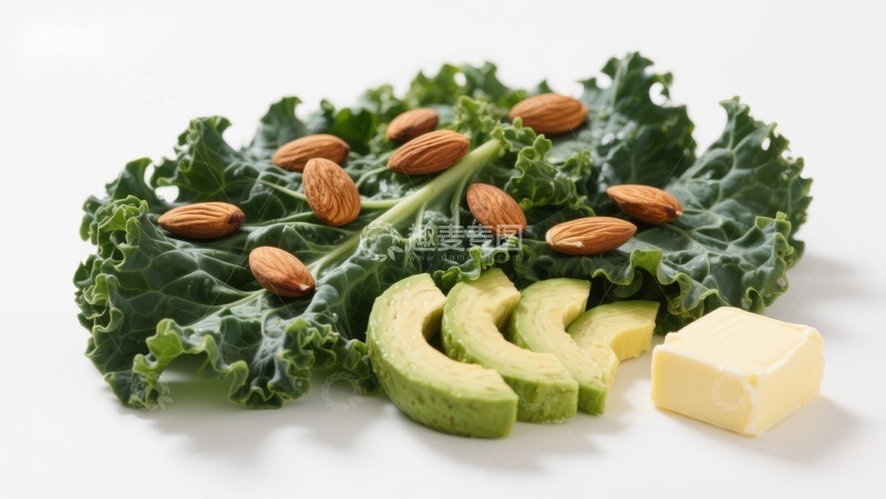 高清大图下载【趣麦麦图】羽衣甘蓝配牛油果与杏仁