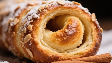 金黄酥脆的杏仁卷面包