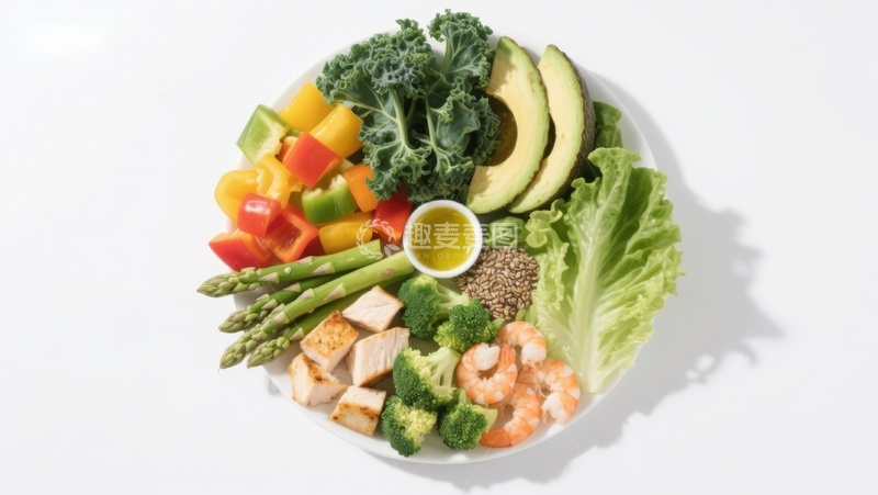 高清大图下载【趣麦麦图】新鲜蔬菜水果与海鲜拼盘