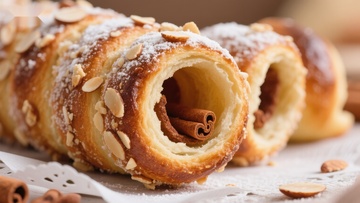 香脆杏仁卷，撒粉点缀